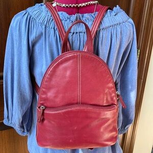 Tignanello  Backpack Mini  bag  genuine leather  Red wear as sling back  10” EUC
